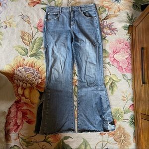 Pilcro slit flare jeans